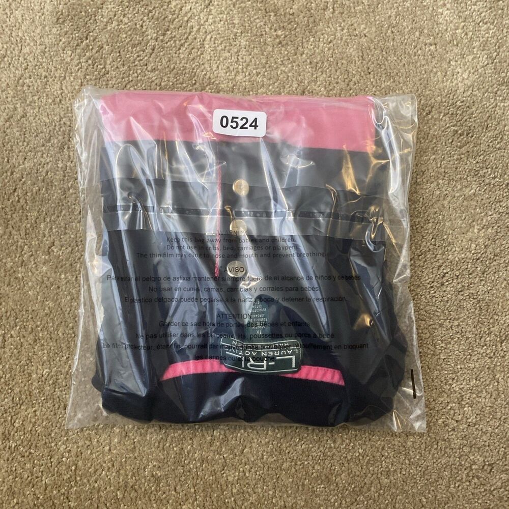 Lauren Ralph Lauren Active Striped Polo Shirt Y2k Era Black White Pink Women 1X - Picture 14 of 14